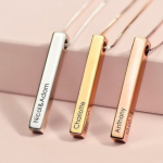 Personalized Gift Engraved Four-Sided Bar Necklace - Customized Pendant for Meaningful Statements